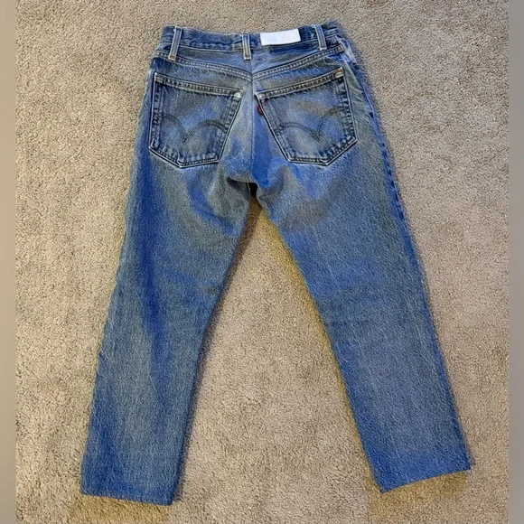 RE/DONE Levi’s Relaxed Straight Distressed Jeans 26x25 One of a Kind - Picture 2 of 7